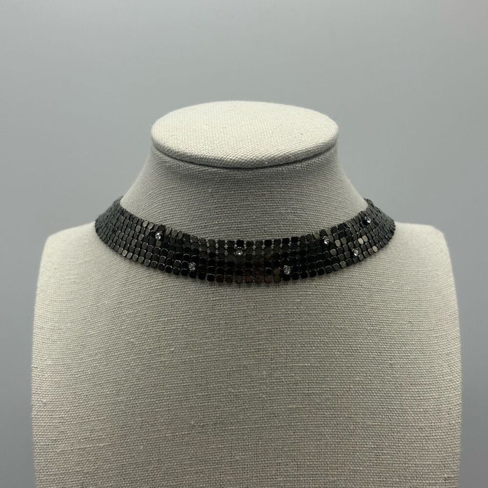 Vintage Fashion Jewelry Womens Gold Tone Sequin Choker Necklace